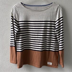 Talbots Long Sleeve Cotton Top Size M Petite Stripe Casual Fall Sporty